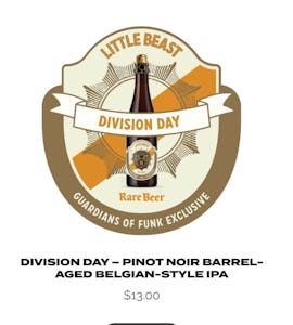 Picture of the Division Day label, our Belgian IPA collaboration with Little Beast Brewing