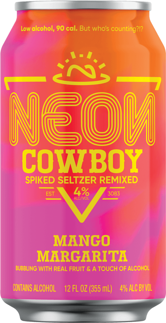 NC_Can_12oz_mango_LARGE Pink can of Neon Cowboy mango flavored spiked seltzer