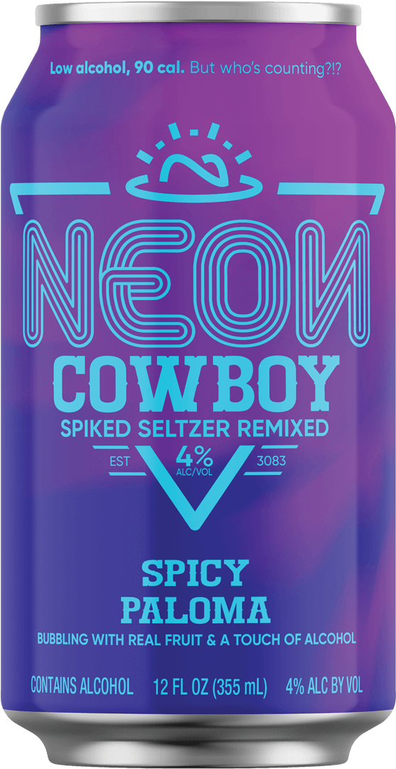 Purple can of Neon Cowboy Paloma flavored spiked seltzer