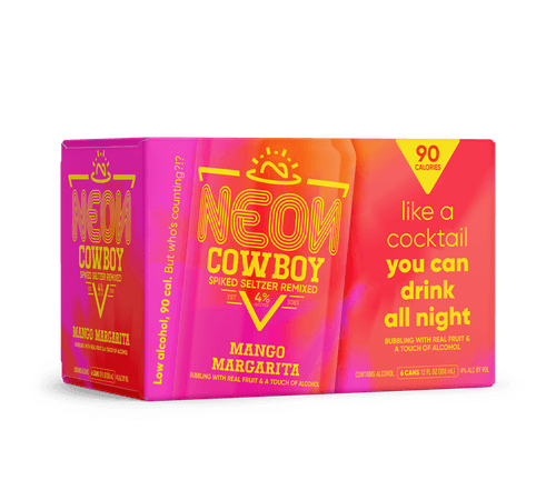 pink box of Neon Cowboy cans