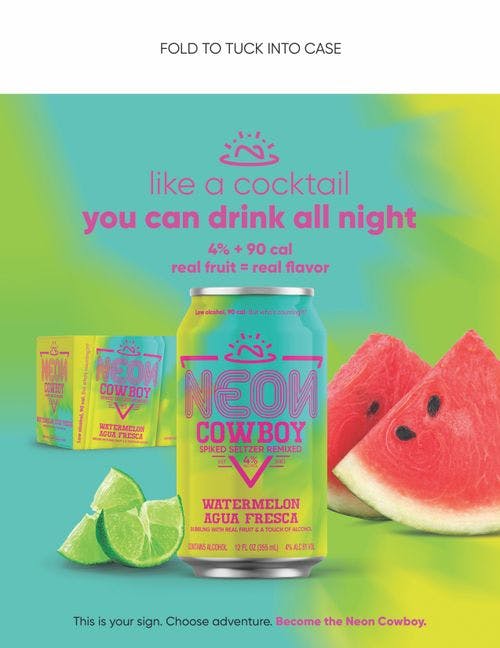 bright green Neon Cowboy spiked seltzer cans with Neon Cowboy logo