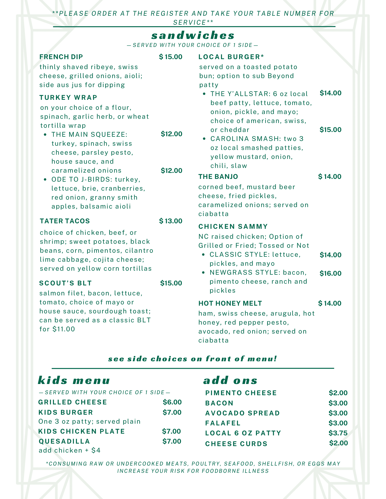 Fall 2025 Newgrass Menu - 2