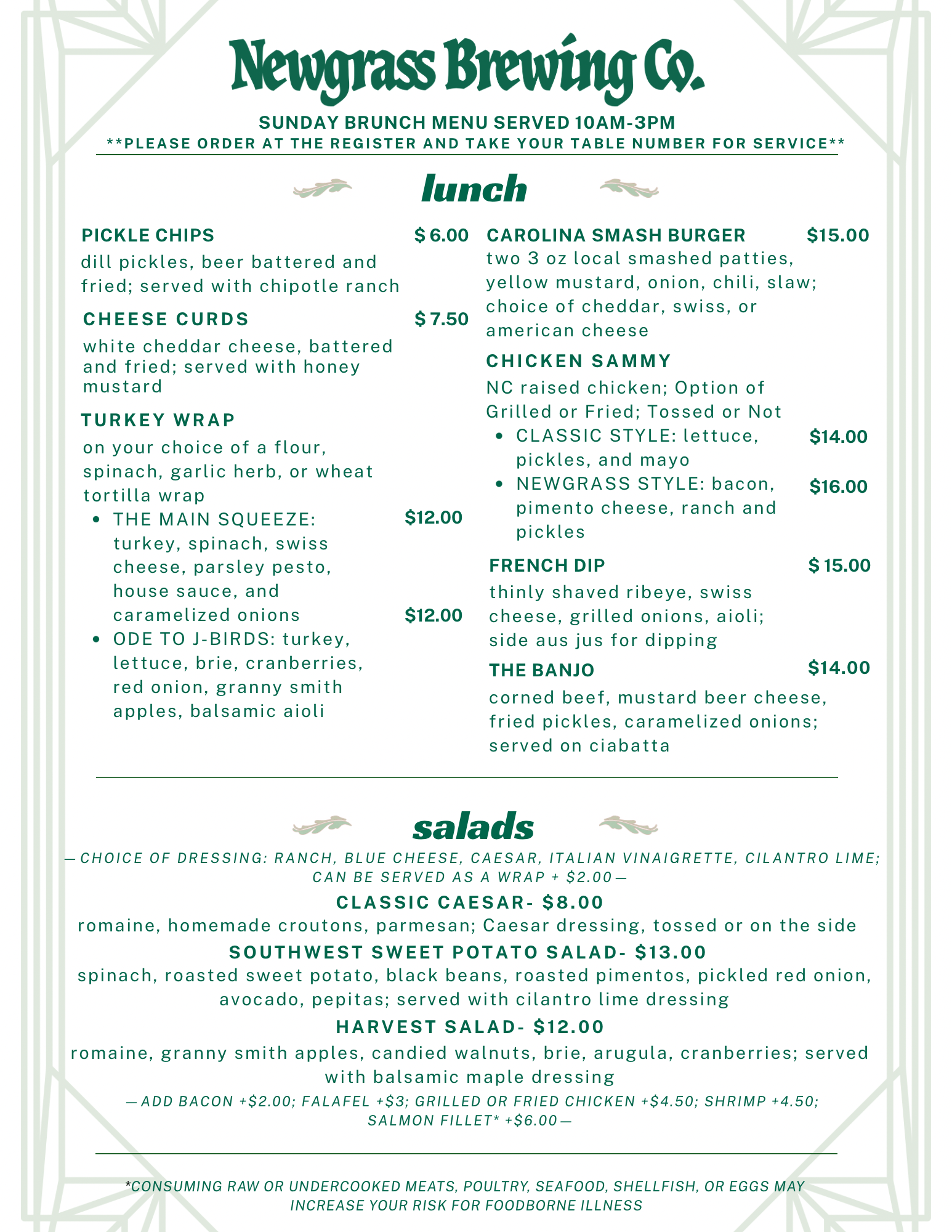 Official Newgrass Brunch Menu - 2