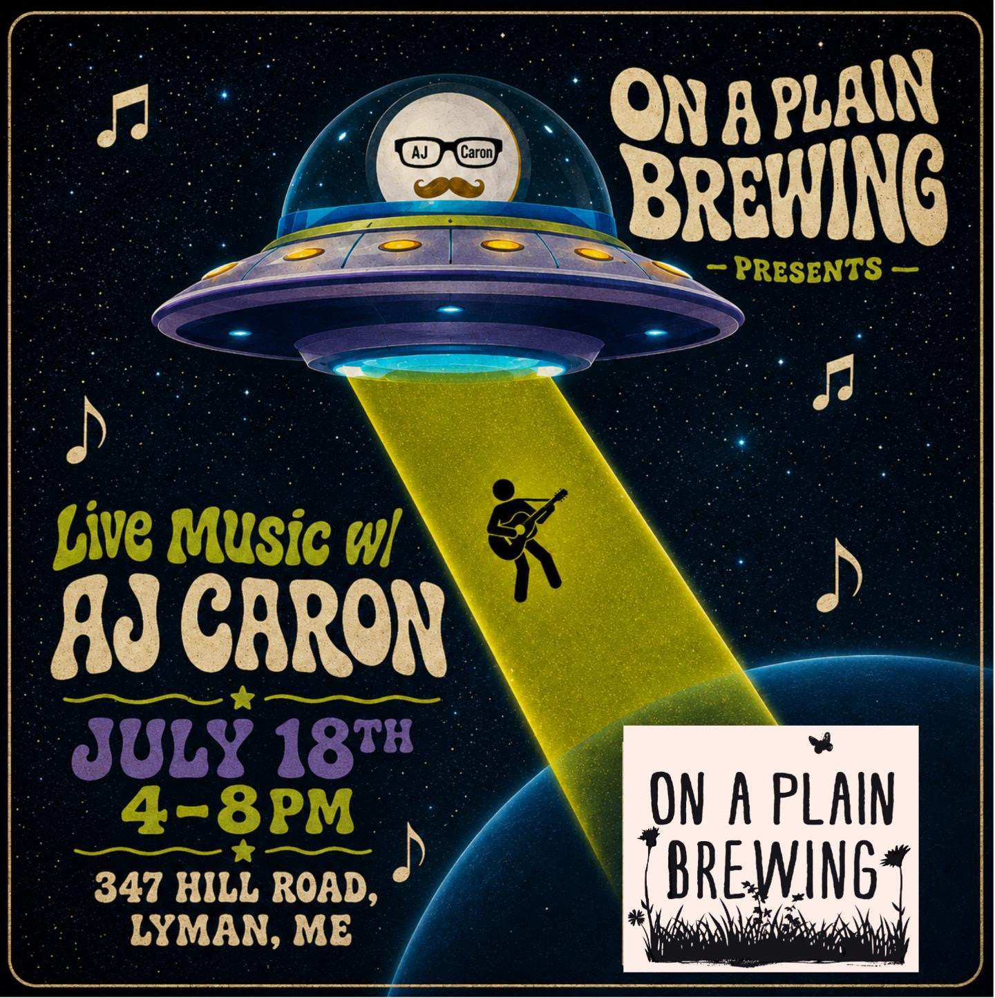 July 18th – An evening with AJ Caron solo acoustic music and Food truck is Smoking Bouys