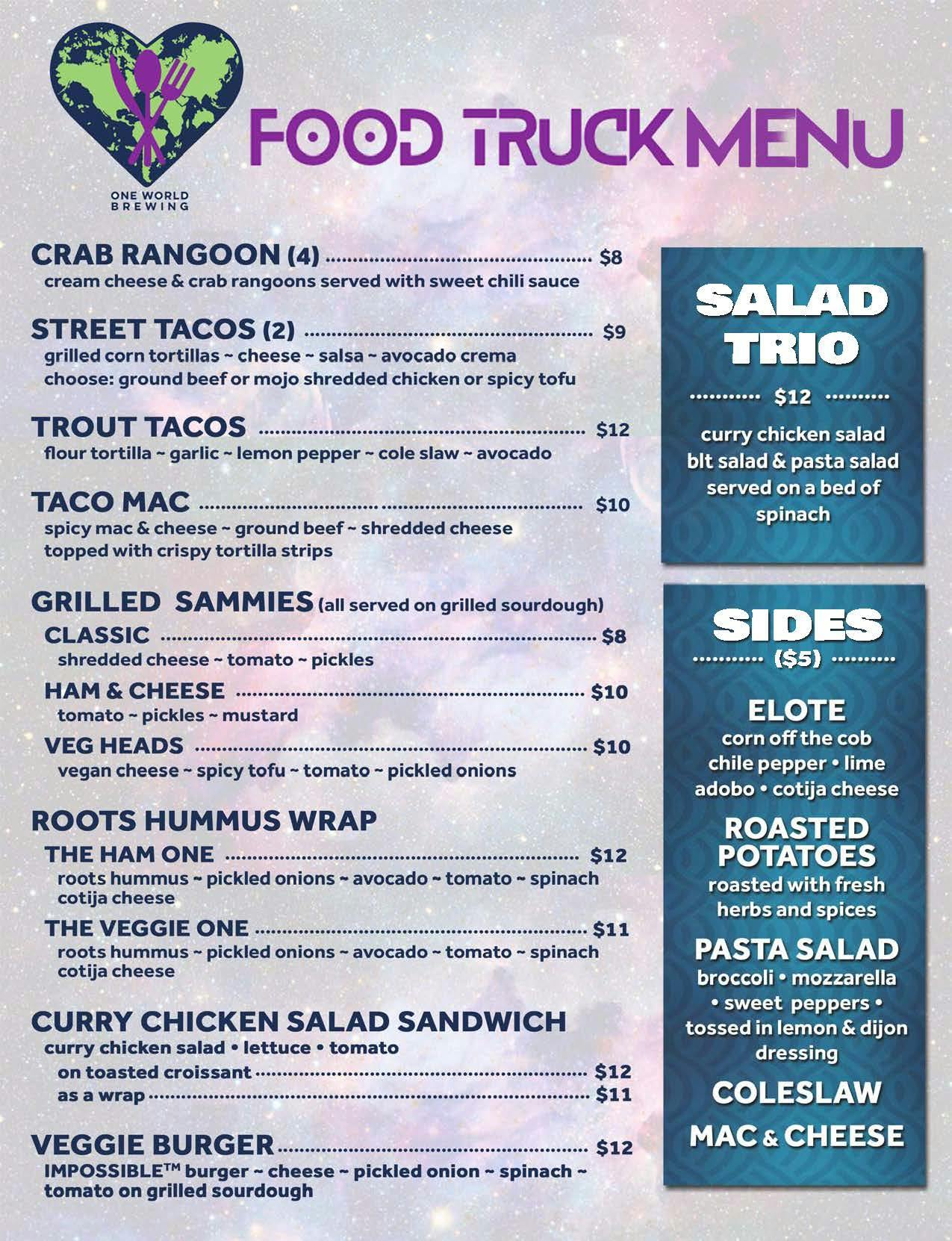Current One World Brewing Food Truck Menu Current Reg FT Menu