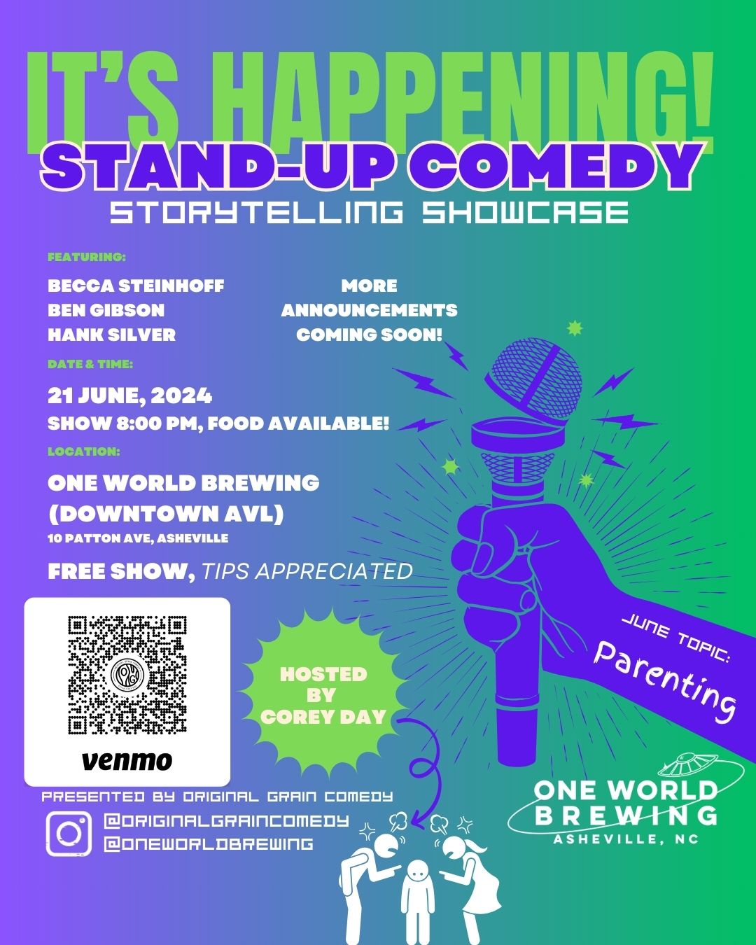 Stand Up Comedy Story Telling Showcase hosted by Corey Day