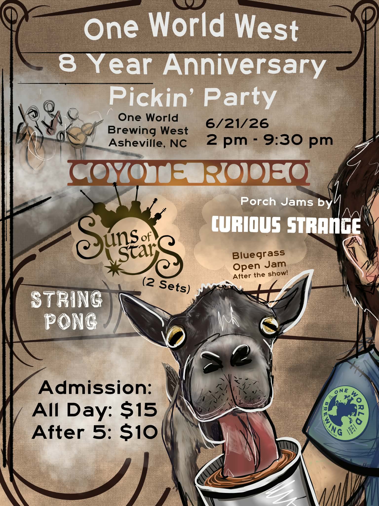 One World West 8 Year Anniversary & Summer Solstice Pickin’ Party