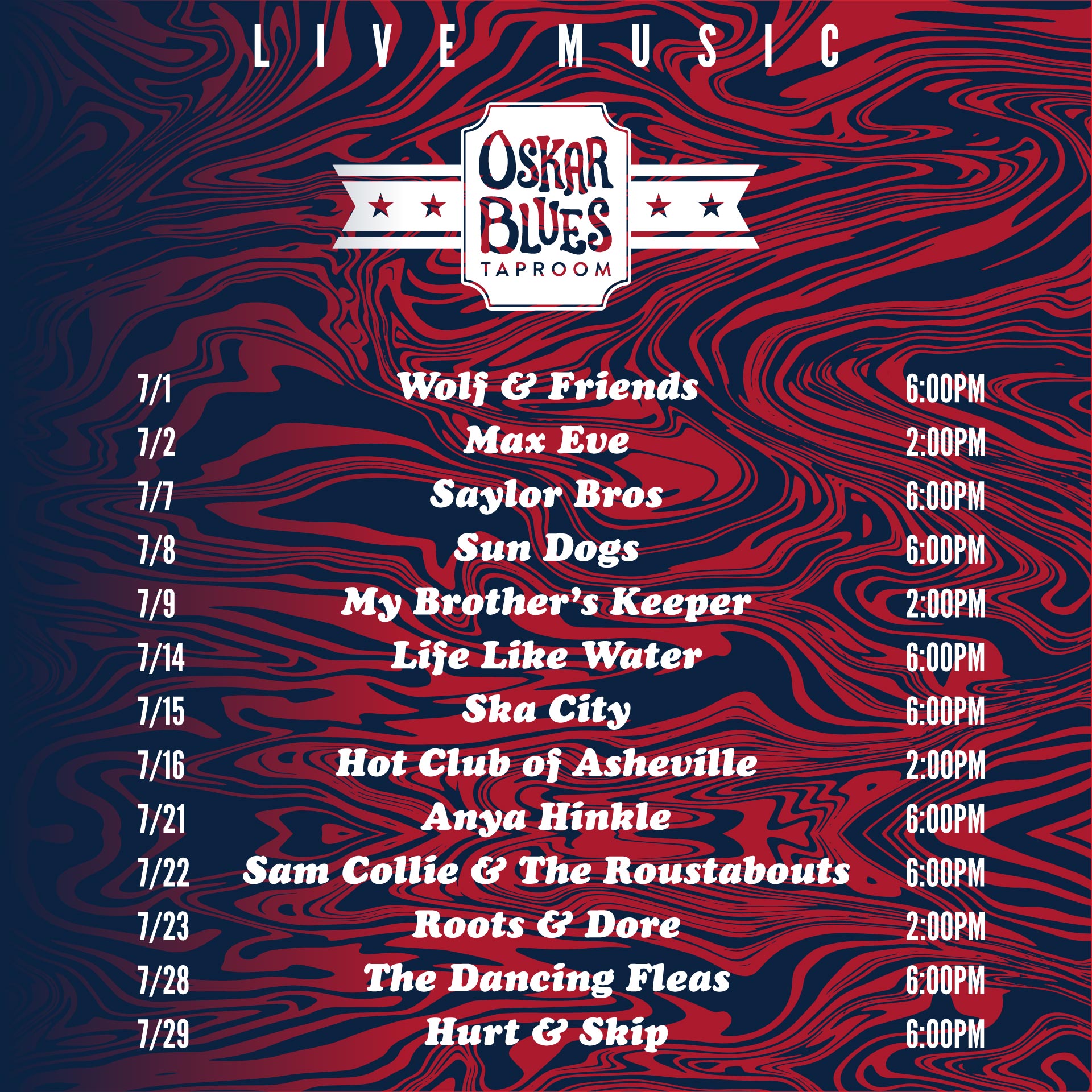 Brevard, July Live Music