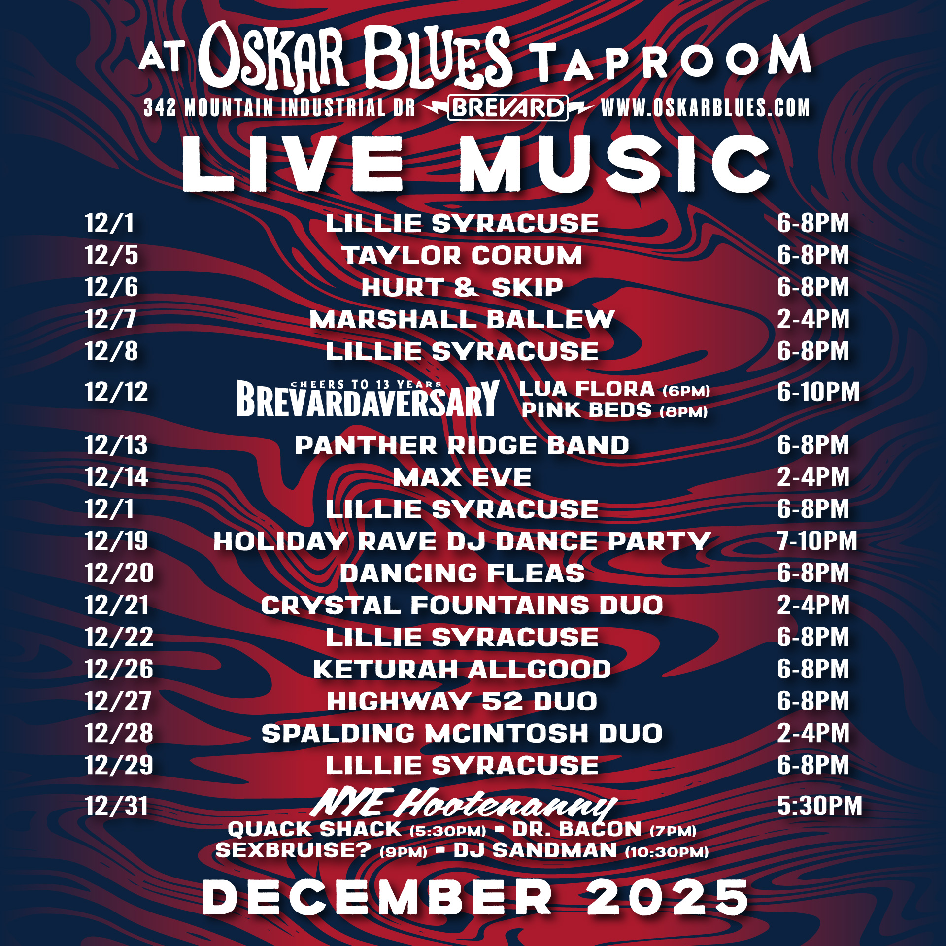 Brevard Live Music – December 2025