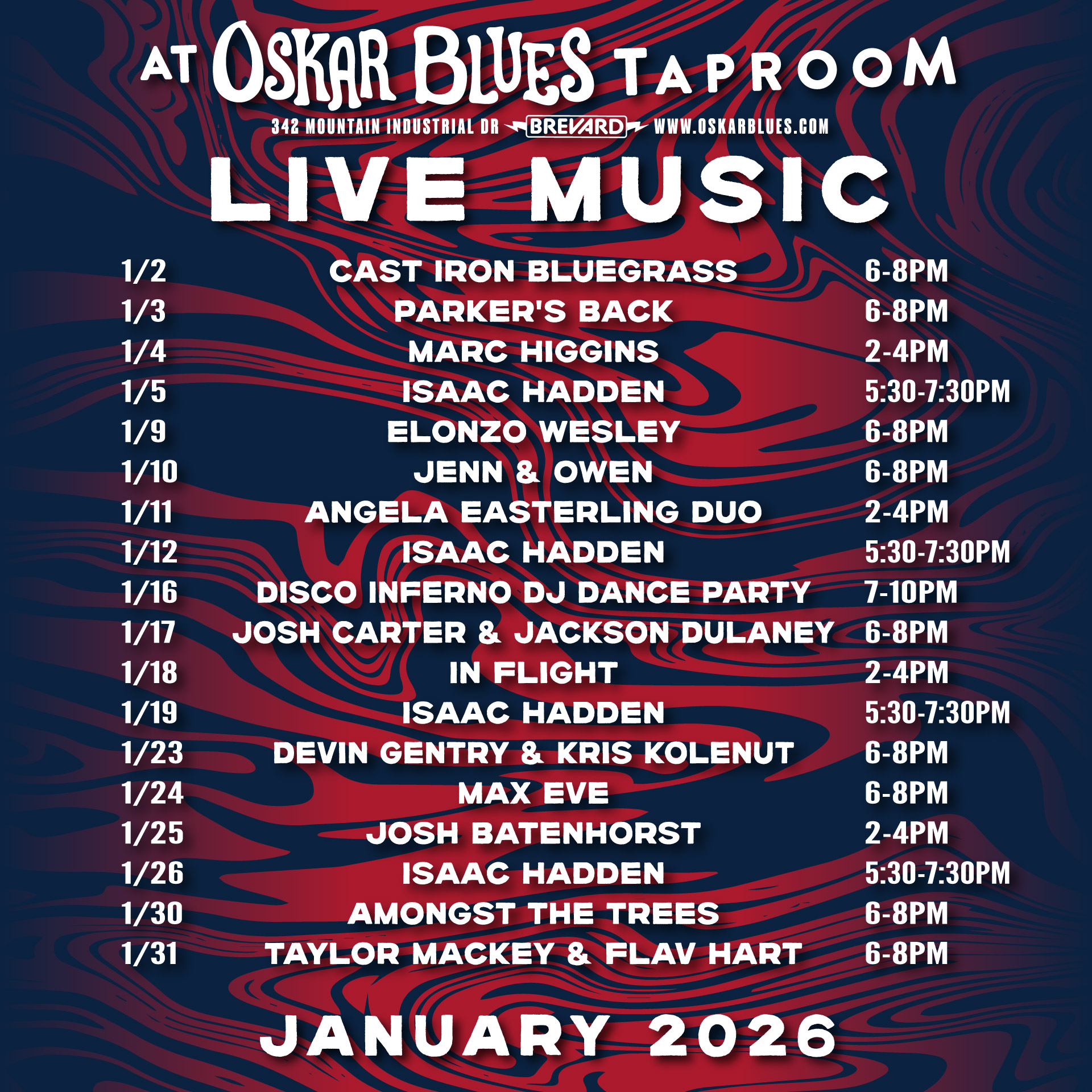 Brevard Live Music – January 2026