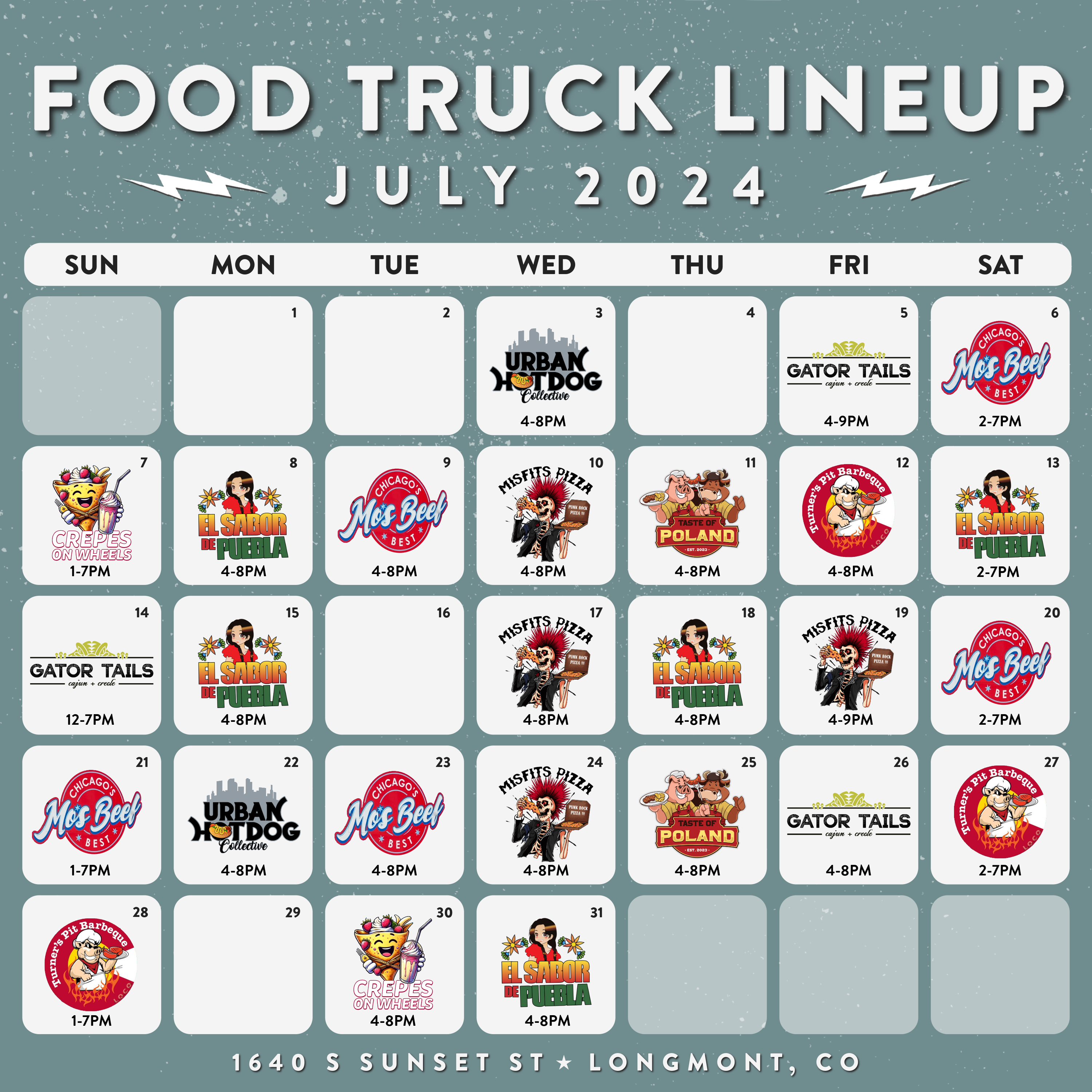 July Longmont Food Truck Schedule
