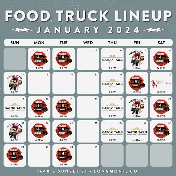 January Food Truck Schedule