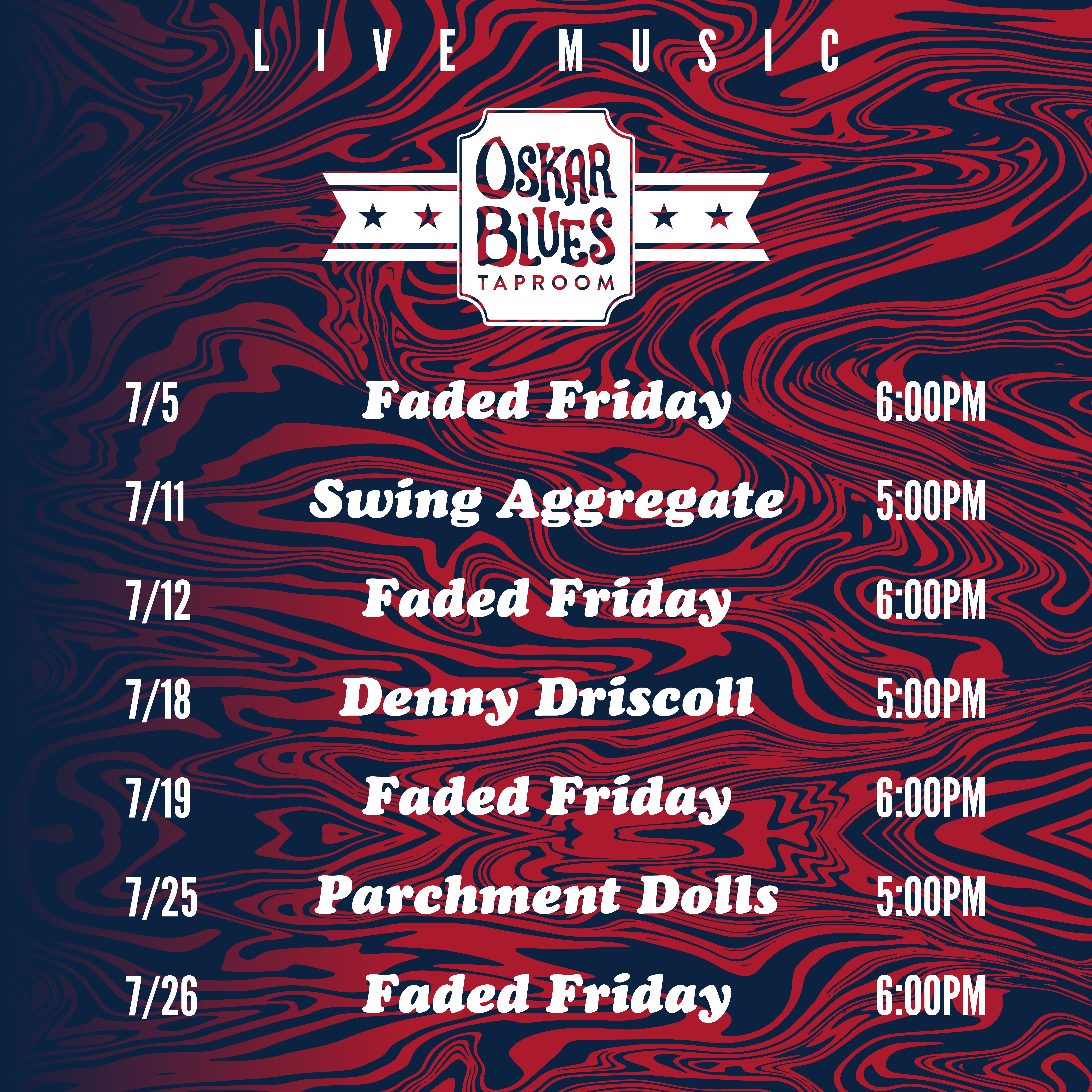 Oskar Blues Longmont July Music Schedule