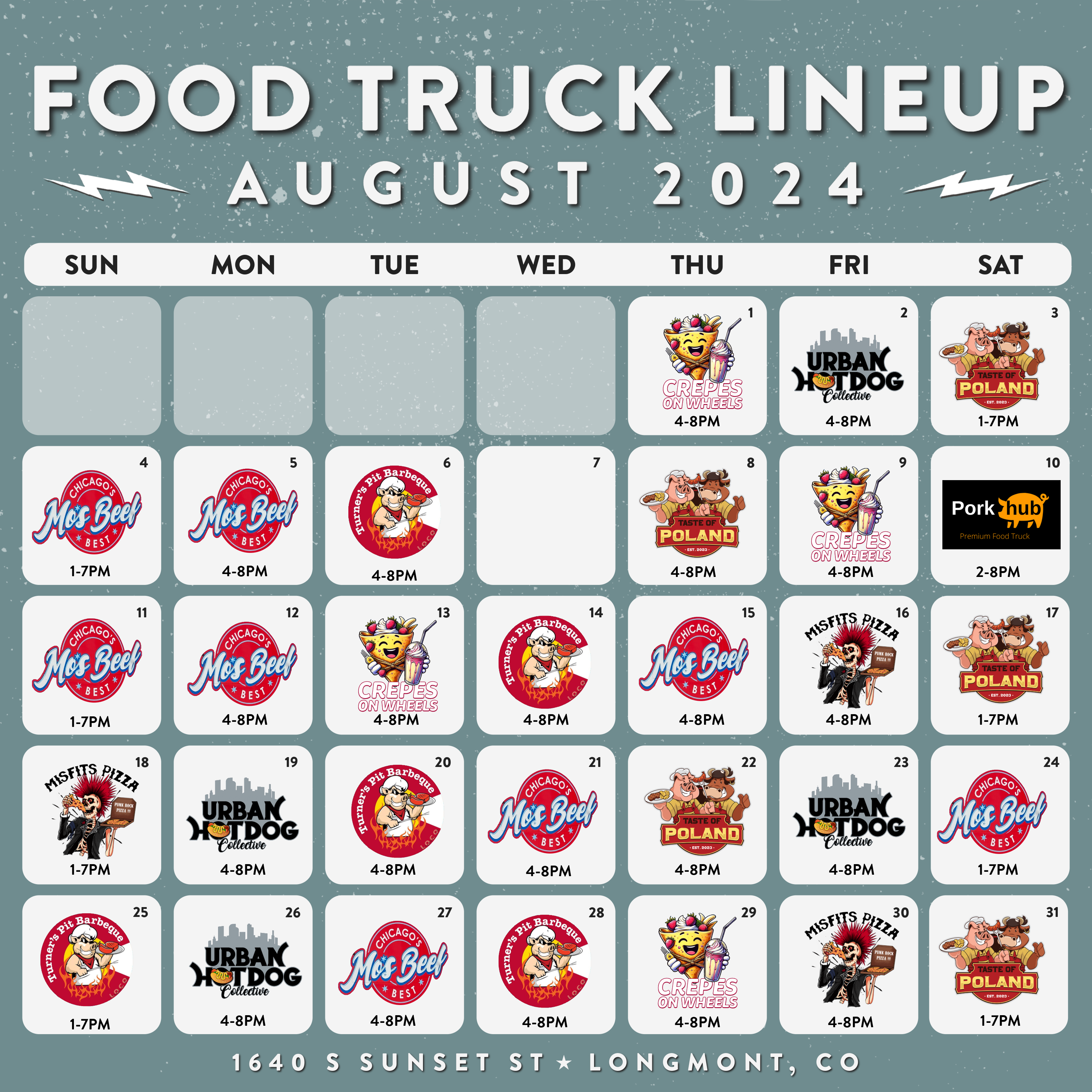 Longmont August Food Truck Schedule