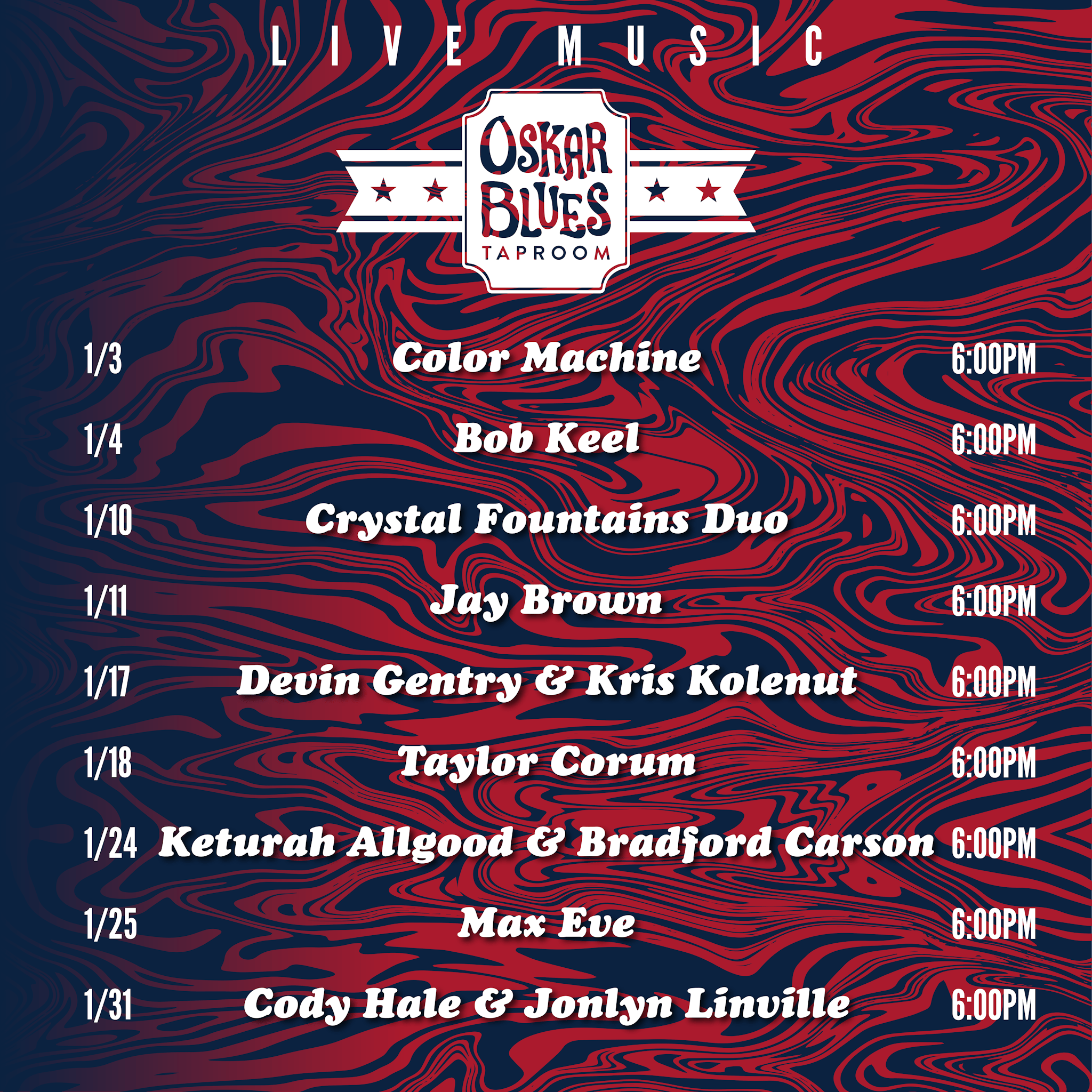 Brevard Live Music January 2025 Oskar Blues Brewery brevard-live-music-january-2025-oskar-blues-brewery