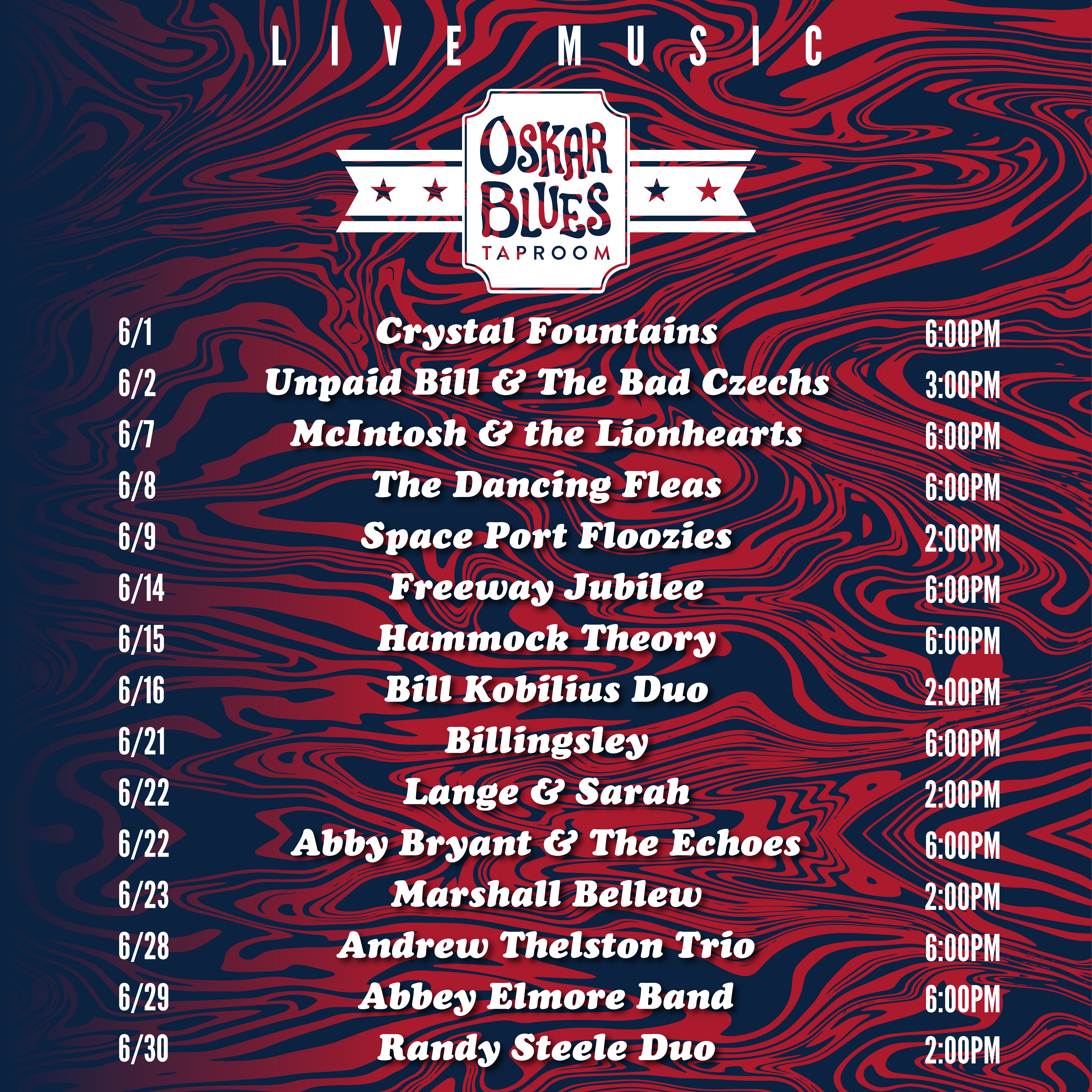 OB Brevard Taproom June Music Schedule