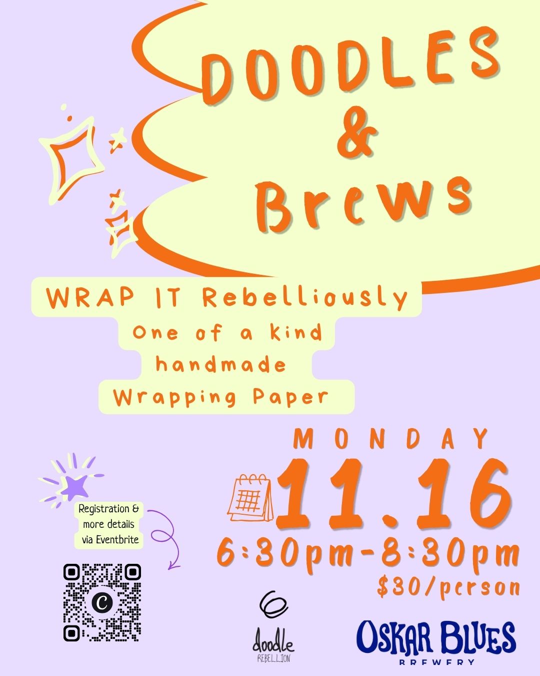 Doodles & Brews November – Make Your Own Wrapping Paper Class