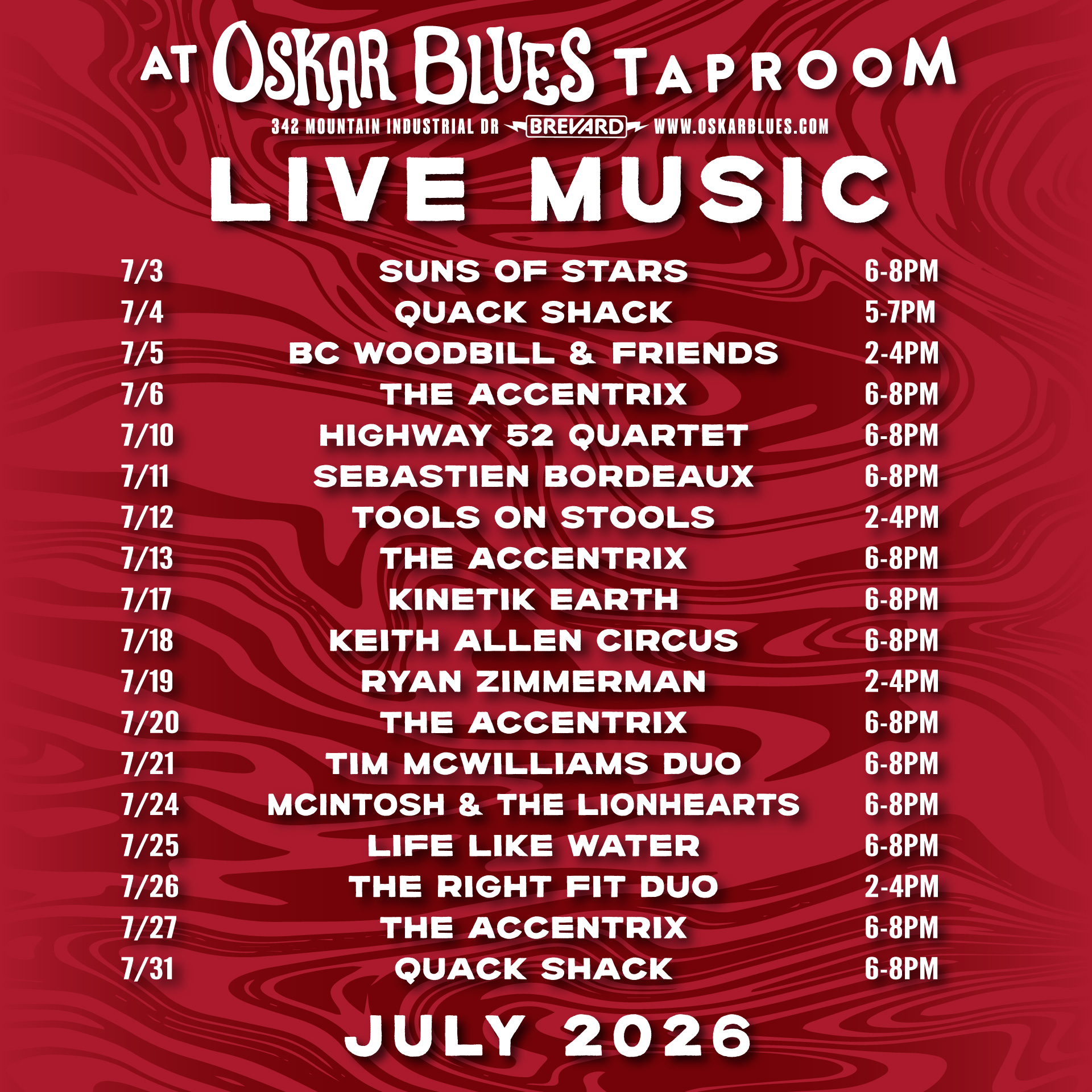 Brevard Live Music – July 2026