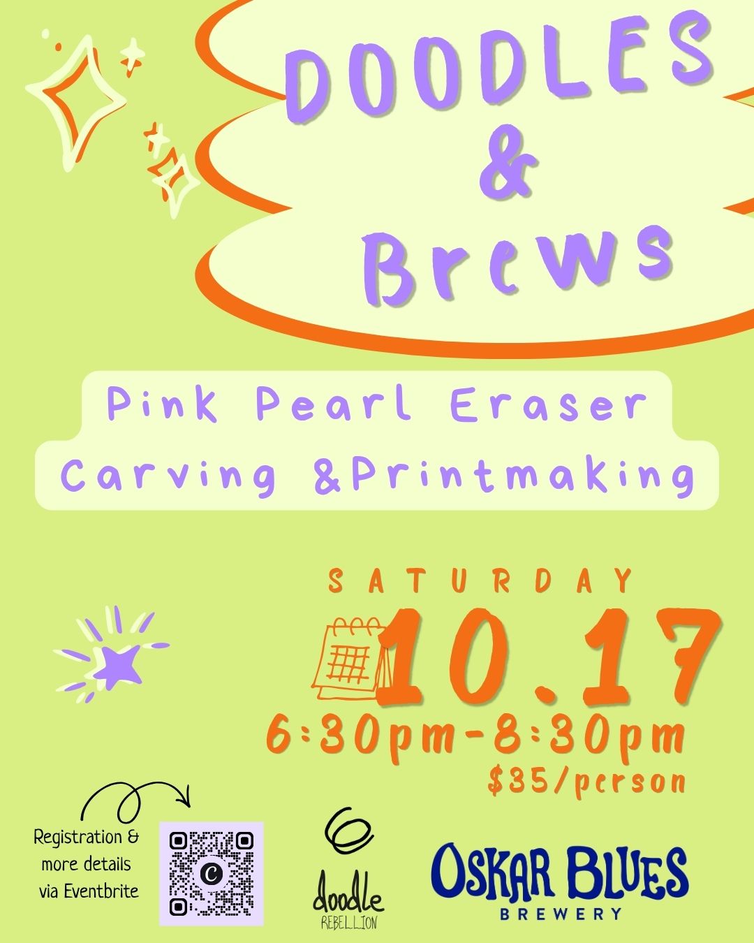 Doodles & Brews October – Beginning Printmaking Class