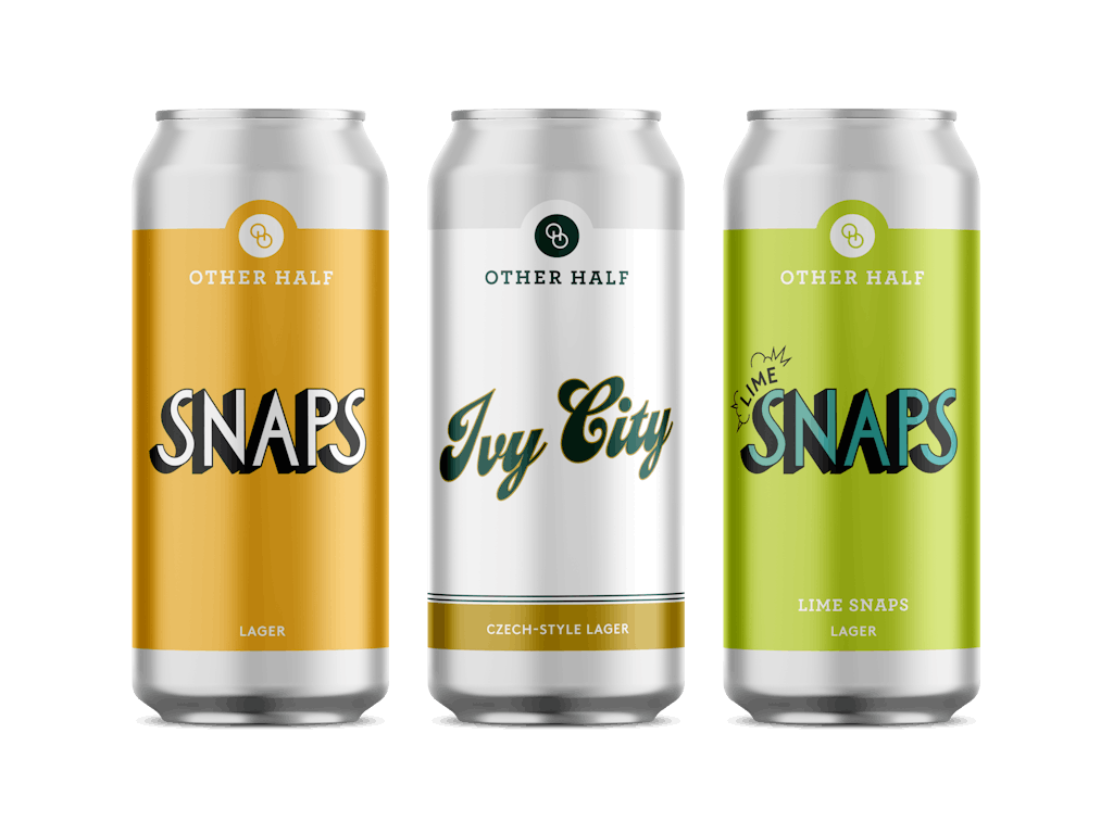 Lagers_3 cans Render of beer cans of Snaps, Ivy City, and Lime Snaps