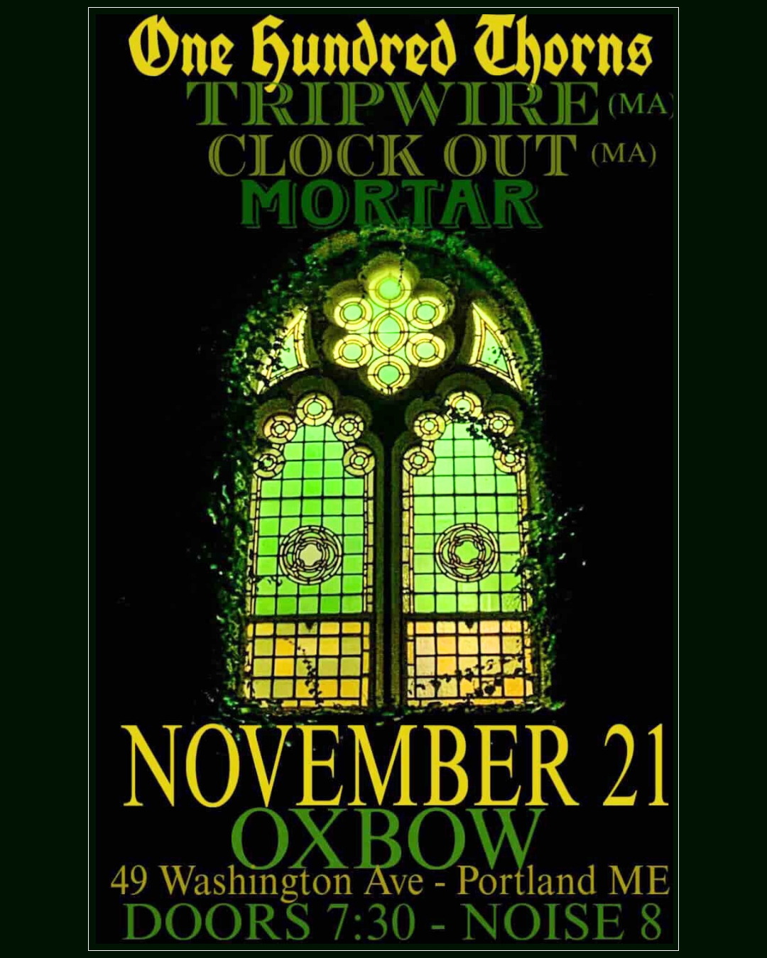 One Hundred Thorns with Tripwire, Mortar, and Clock Out