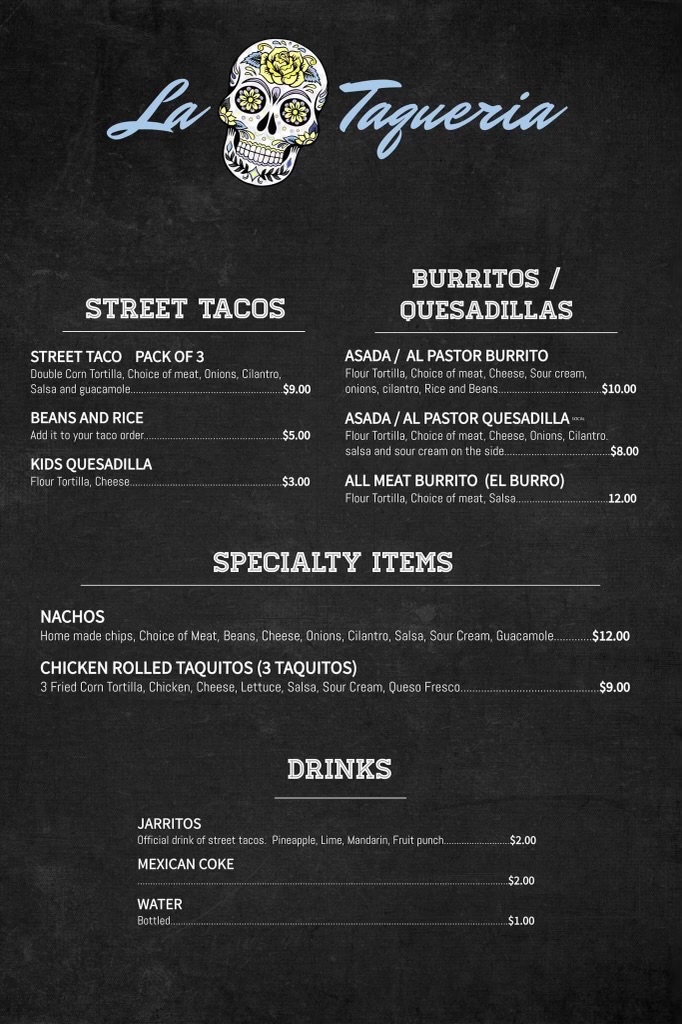 La Taqueria Menu