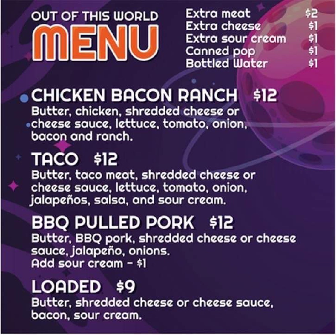 spudnicks menu