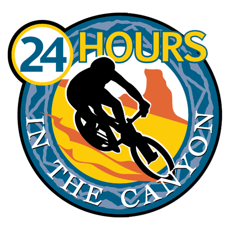 Circular logo for 24 Hours in the Canyon - cycling race