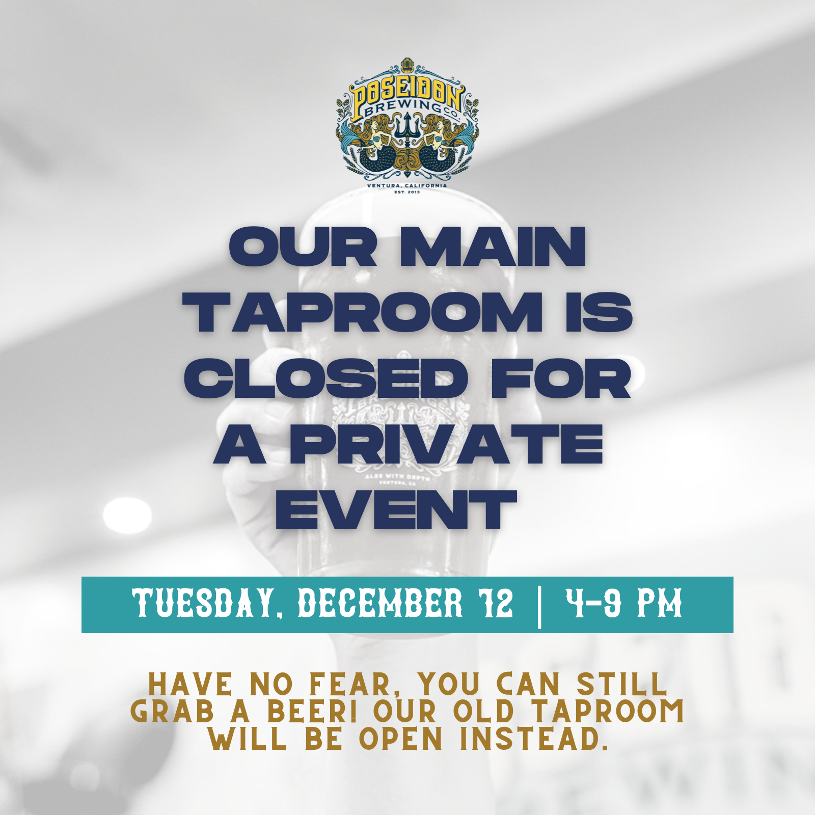 Main Taproom Closed for Private Event