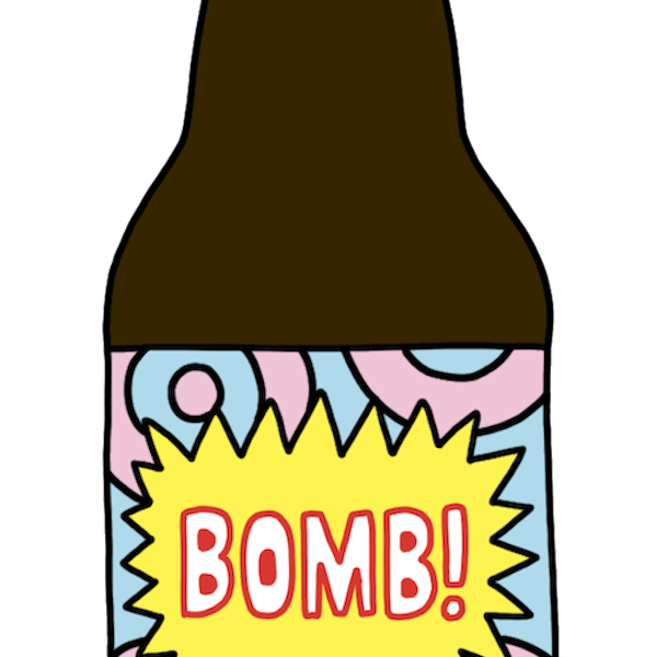 Homepage-Bomb Cartoon drawing of a bottle of Prairie beer