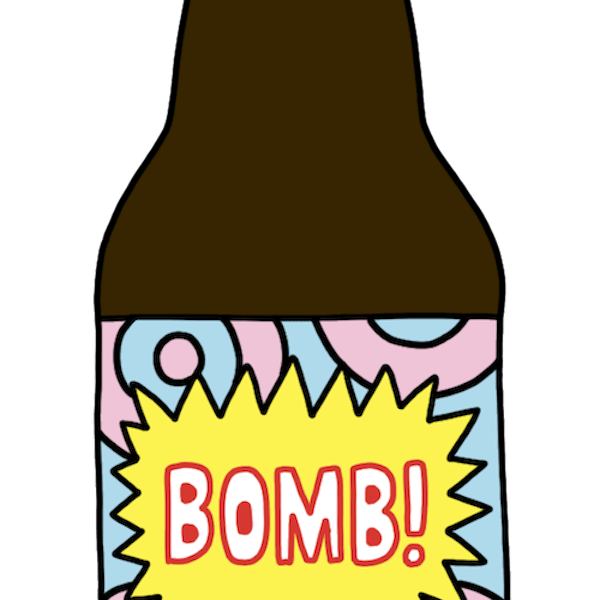 Cartoon drawing of a bottle of Prairie beer