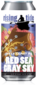 Rising Tide Brewing Company Wet Coast IPA REd Sea Gray Sky Digital rendering of can