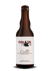 Digital Mockup of a 375ml bottle of Cordial barrel-aged ale with cherries.