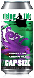 Digital rendering of 16oz can of Rising Tide Brewing Company's Ginger Lime Cream Ale, Capsize