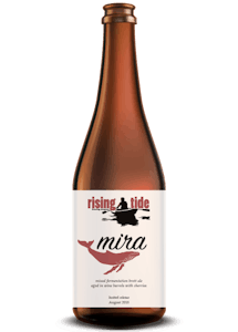 Digital Mockup of a 500ml bottle of Mira, barrel-aged ale with fruit.