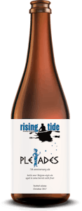 Digital Mockup of a 500ml bottle of Pleiades, ale barrel-aged with wild Maine blueberries. In celebration of Rising Tide's 7th Anniversary 2017.