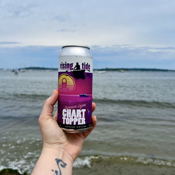 Photograph of Rising Tide Brewing Company's Chart Topper Summer Lager at Willard Beachl South Portland, Maine