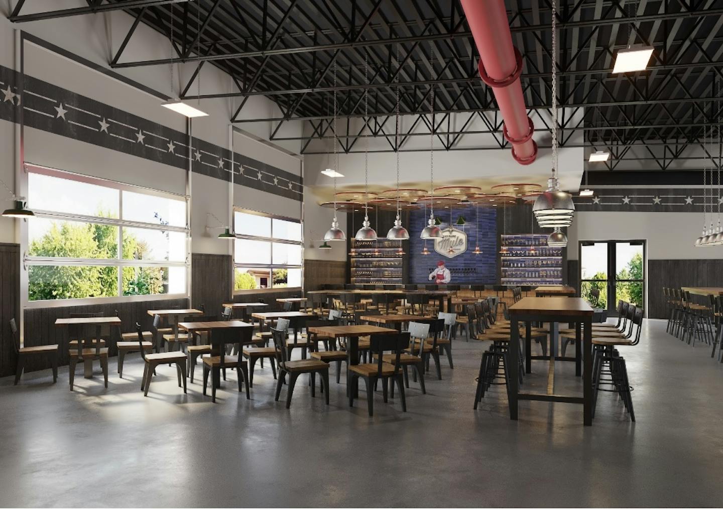 Render of the inside of the brewpub