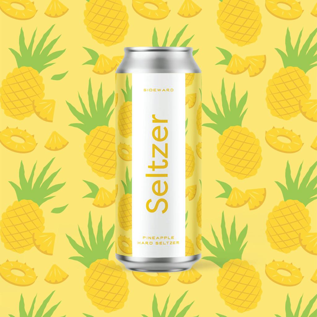 One can of seltzer pineapple from sideward brewing