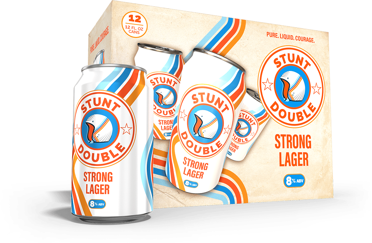 stunt double beer 12-pack cans with box