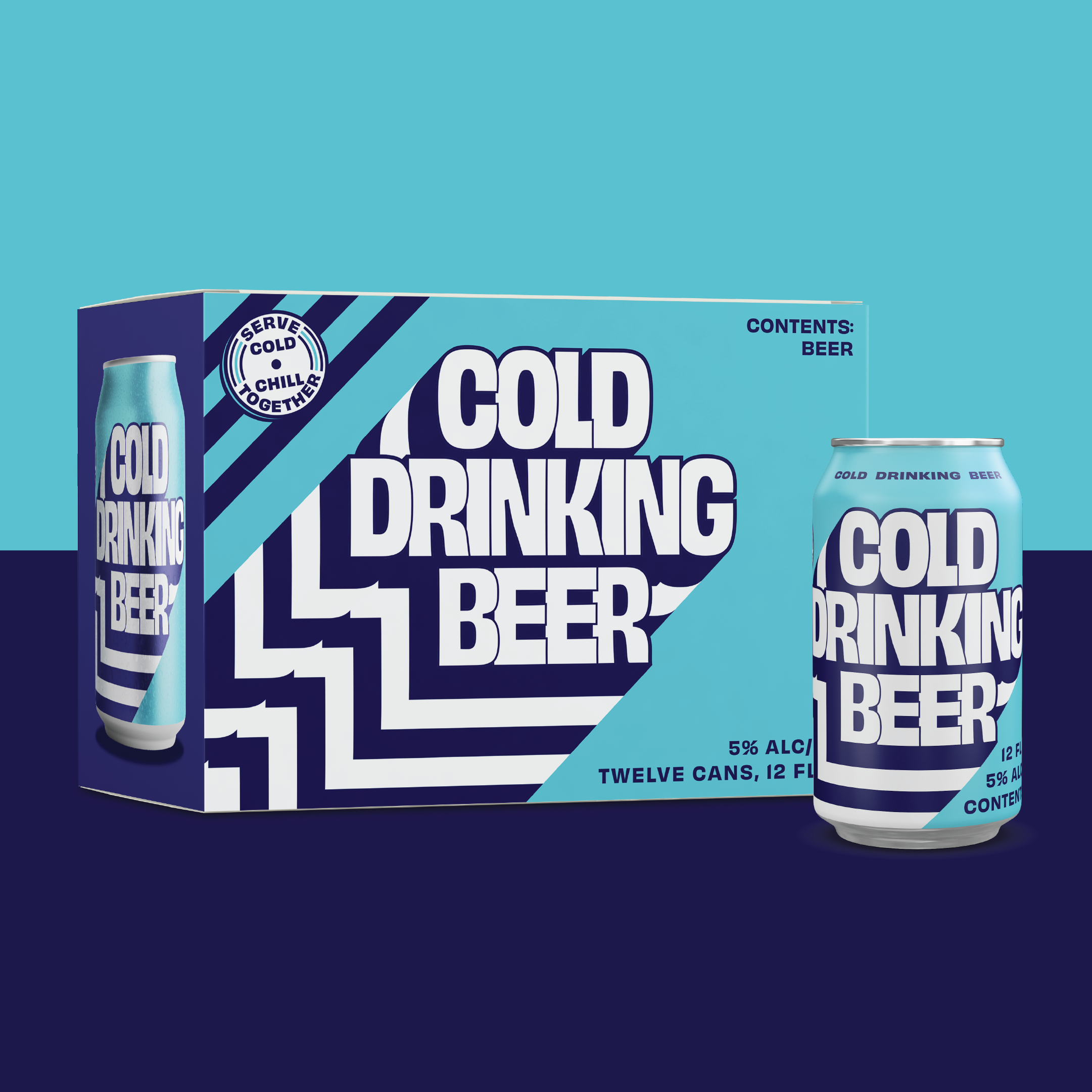Cold Drinking Beer Can & Case Mockup