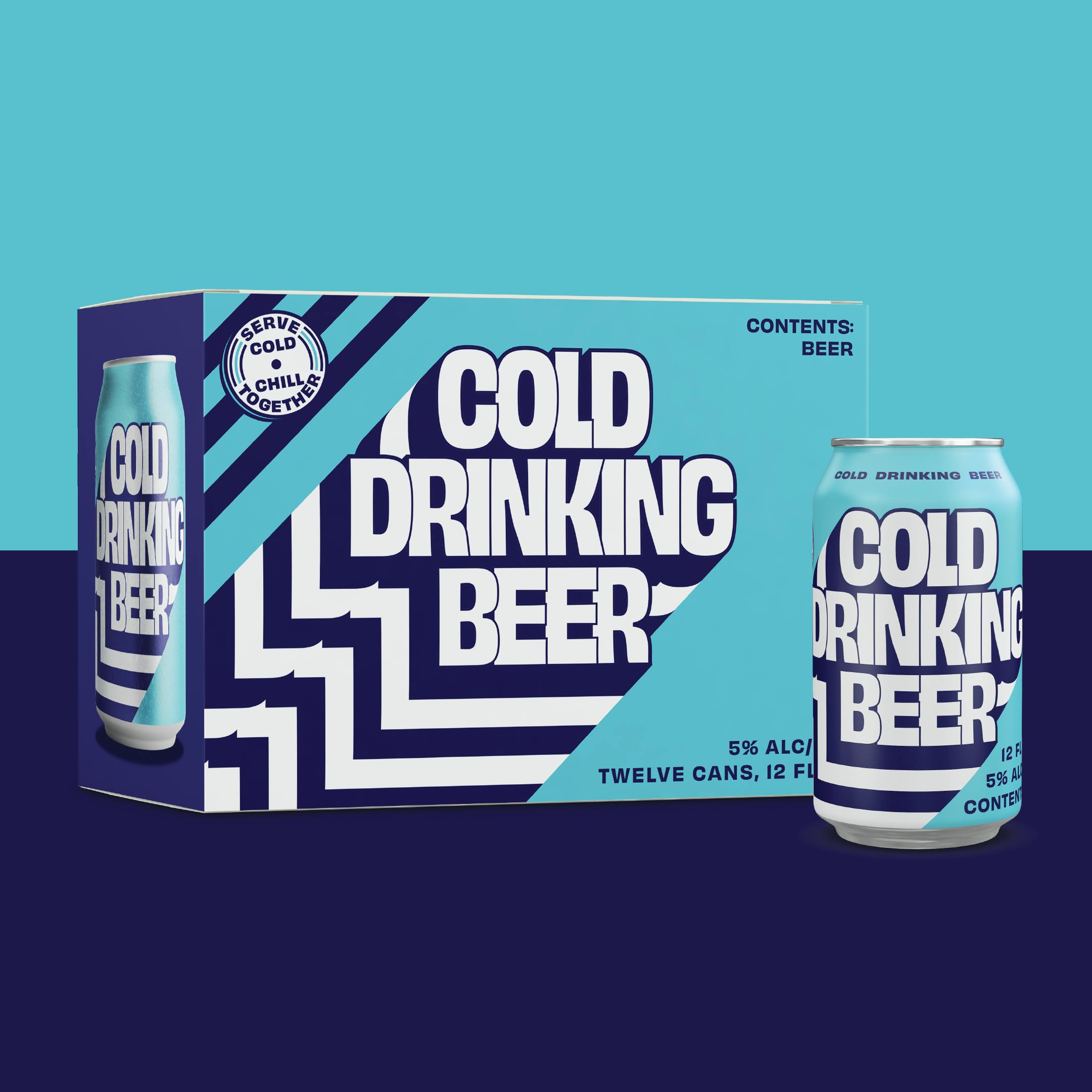 Cold Drinking Beer Can & Case Mockup