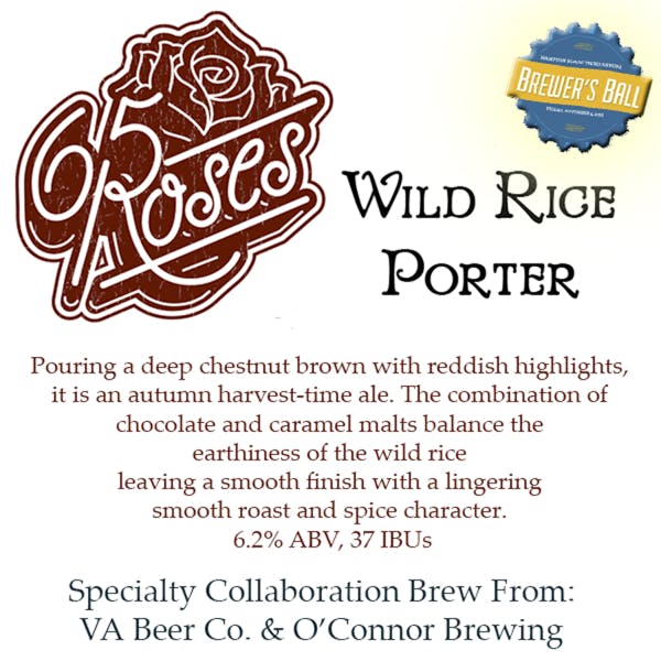 65 Roses Wild Rice Porter beer artwork