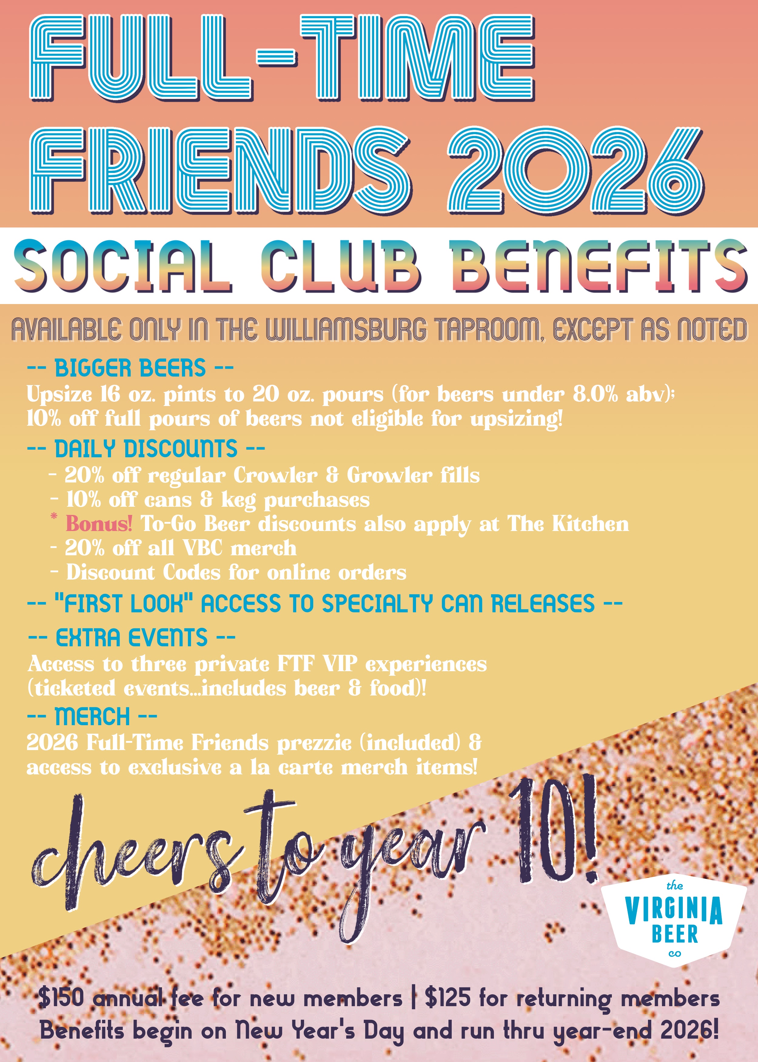 2026 Full Time Friends Social Club Open Enrollment The Virginia Beer FTF 2026 Postcard 