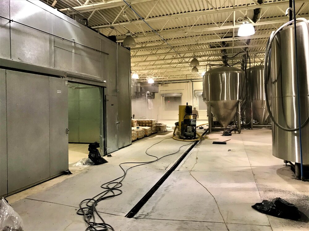 The Virginia Beer Co. begins installing new brewery floors in Winter 2021.