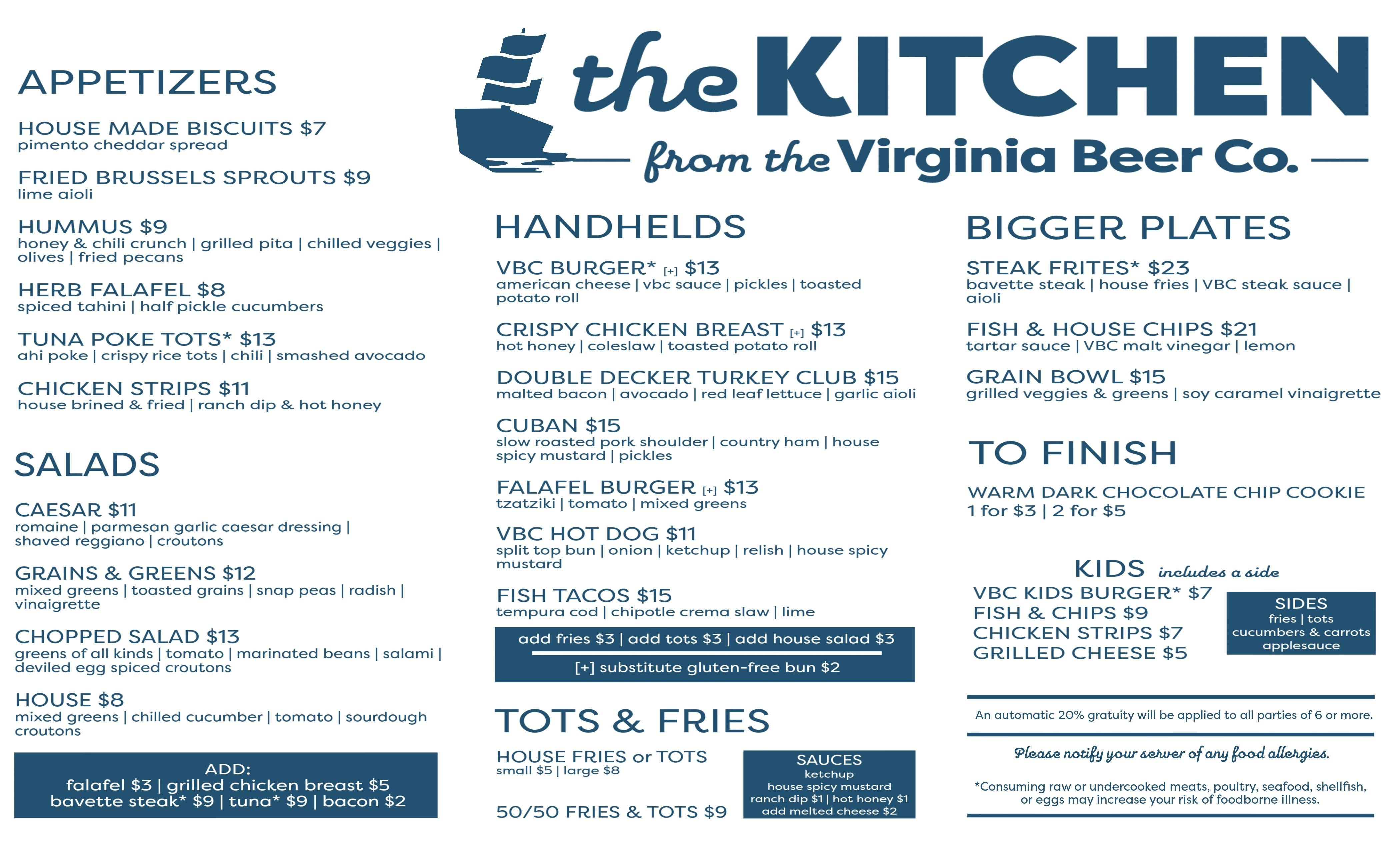 Kitchen Menu - CURRENT