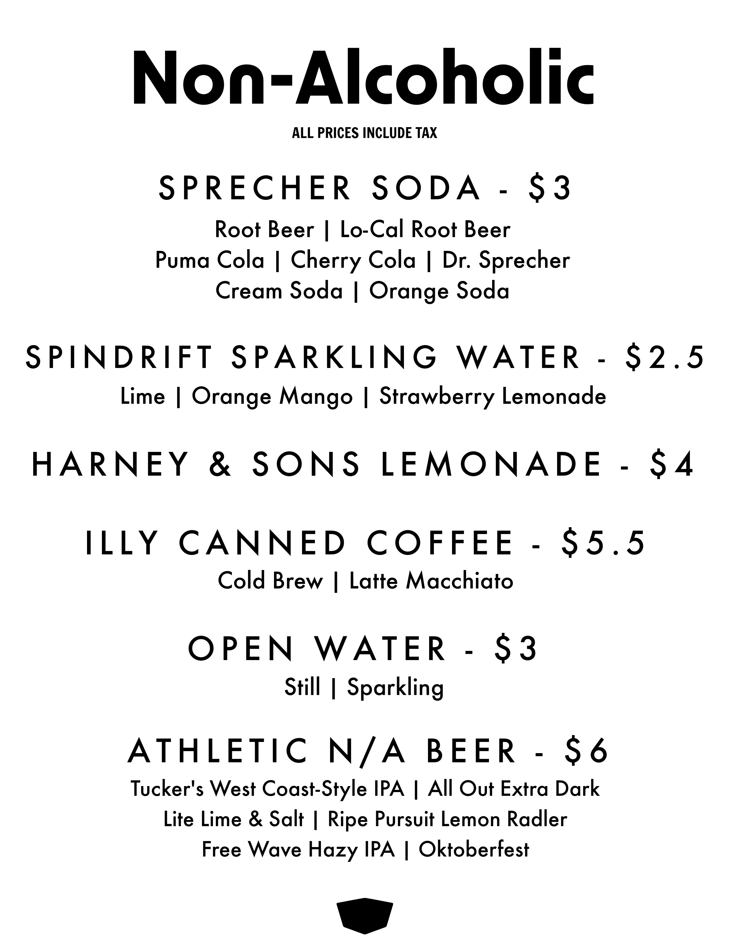 NA Drinks Menu Update 2026