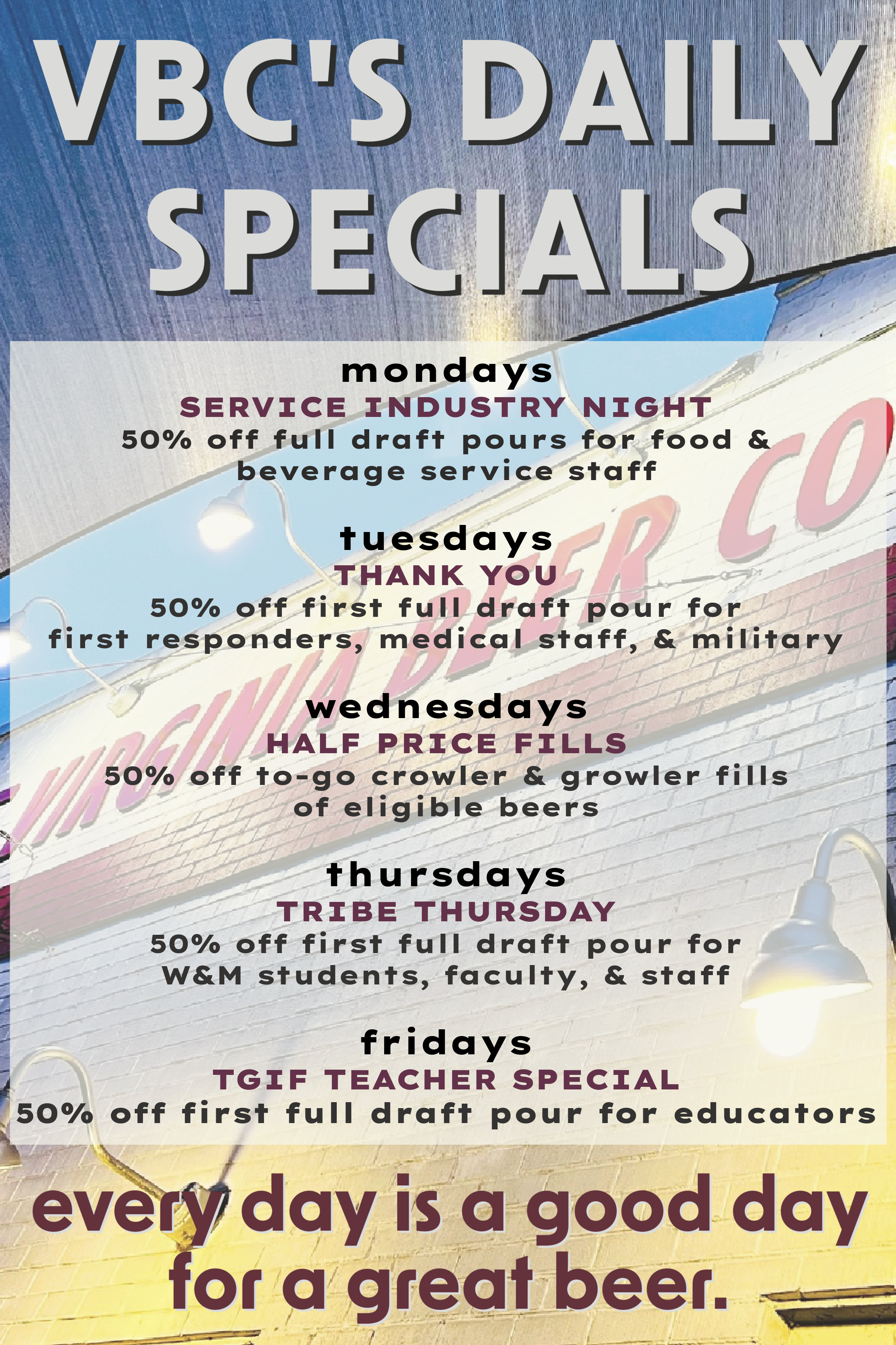 Daily Specials for 2026