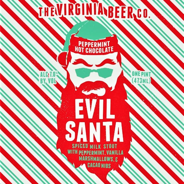 Peppermint Hot Chocolate Evil Santa Label