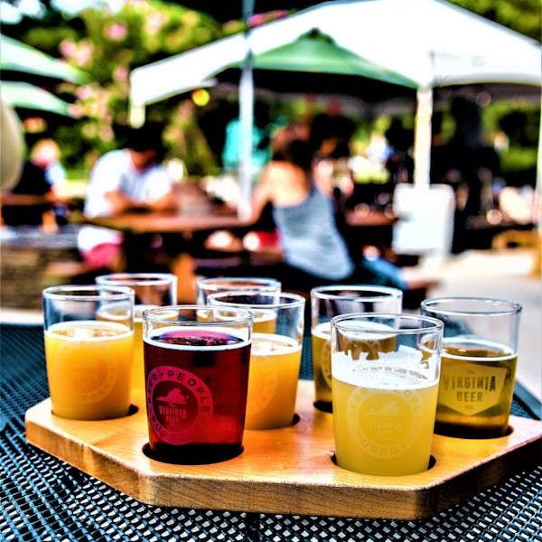 Photo of a flight of beer samples